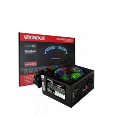 FUENTE DE PODER 500W SATE PRO-590 RGB GAMING MODULAR 20+4PX1/PERIFERICOSX2/SATAX4/PCI-E P6+2X2/CPU P4+P4X1